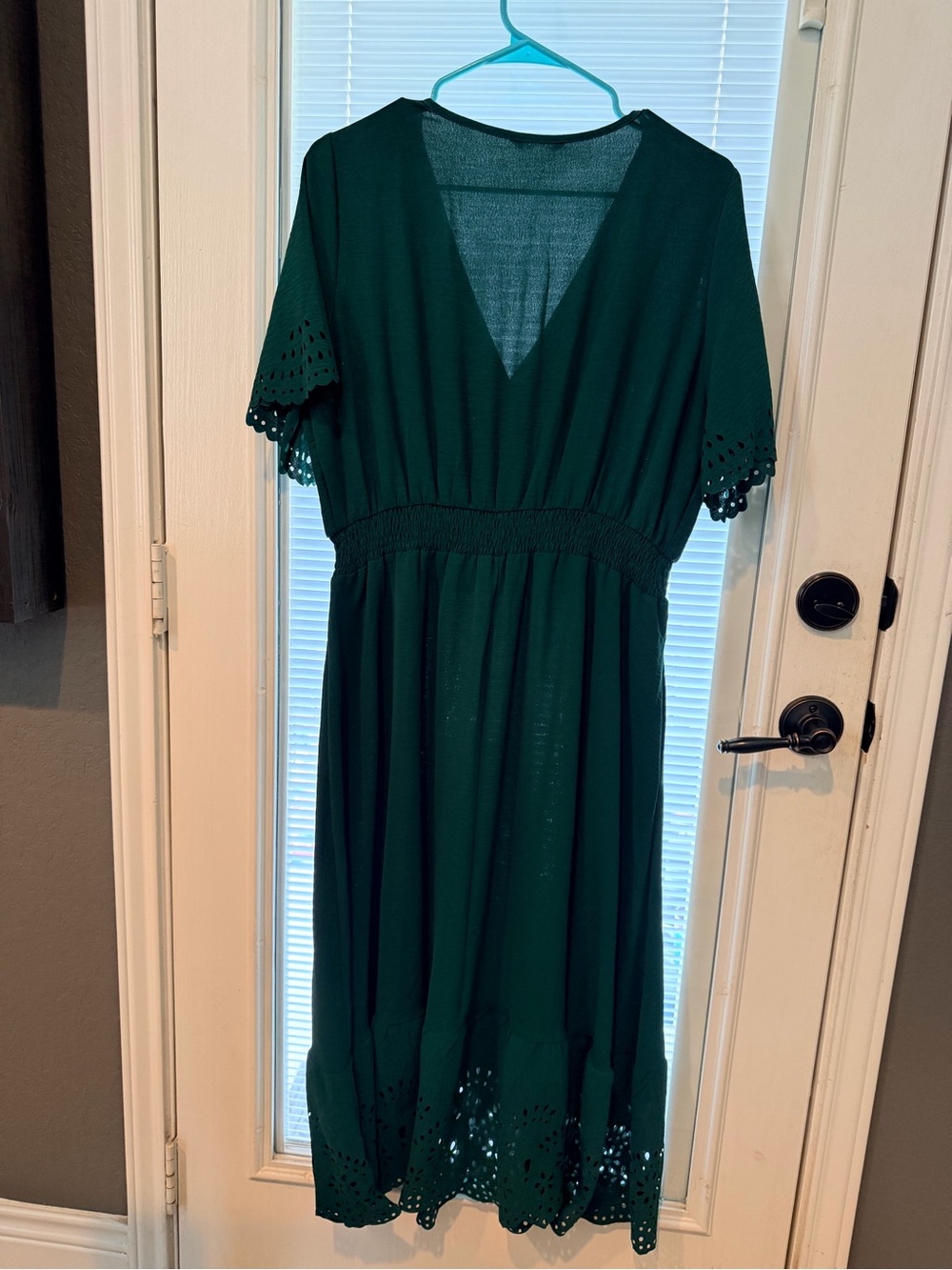 BloomChic Forest Green Midi Dress with Eyelet Trim - Picture 2 of 2